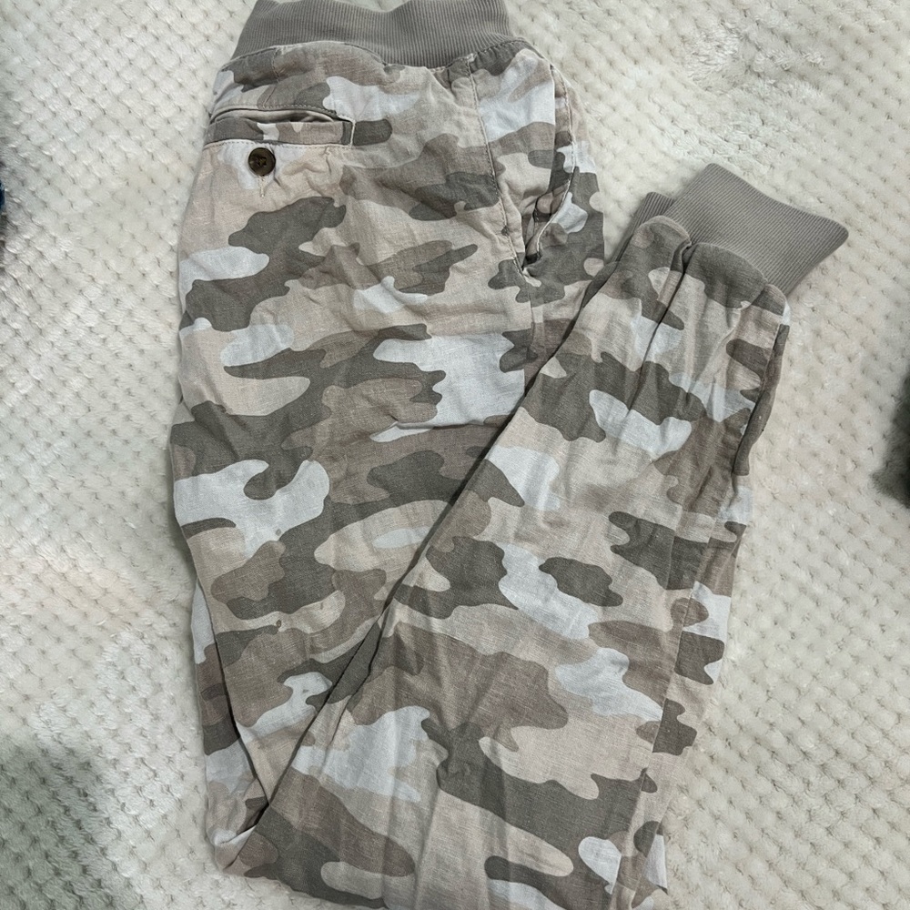 Lucky Brand Women's Linen blend Jogger Drawstring Camo pant size Small